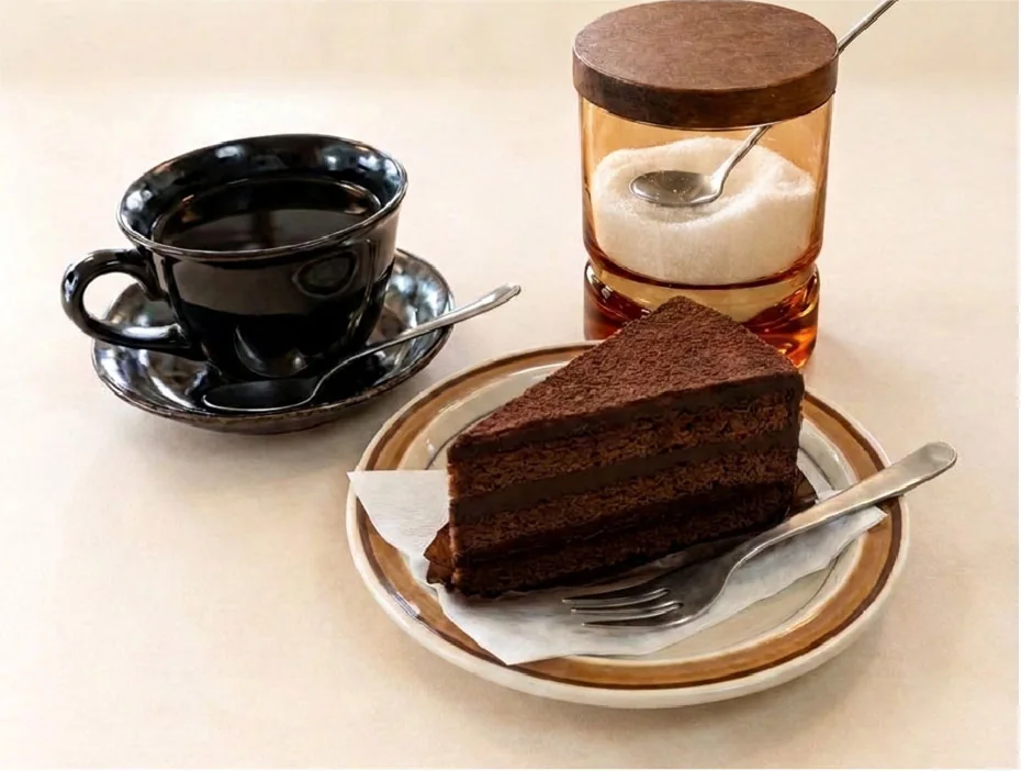 ピュア チョコレートケーキとコーヒー